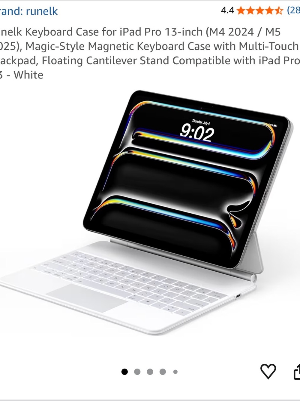 NEW Magnetic Keyboard Case for iPad Pro 13-inch - White